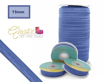 Sapphire Blue Fold Over Elastic - Solid FOE 5/8" Wide - 5 Yards and 100 Yards | Elastic By The Yard Sewing Elastic | Elastic By The Yard