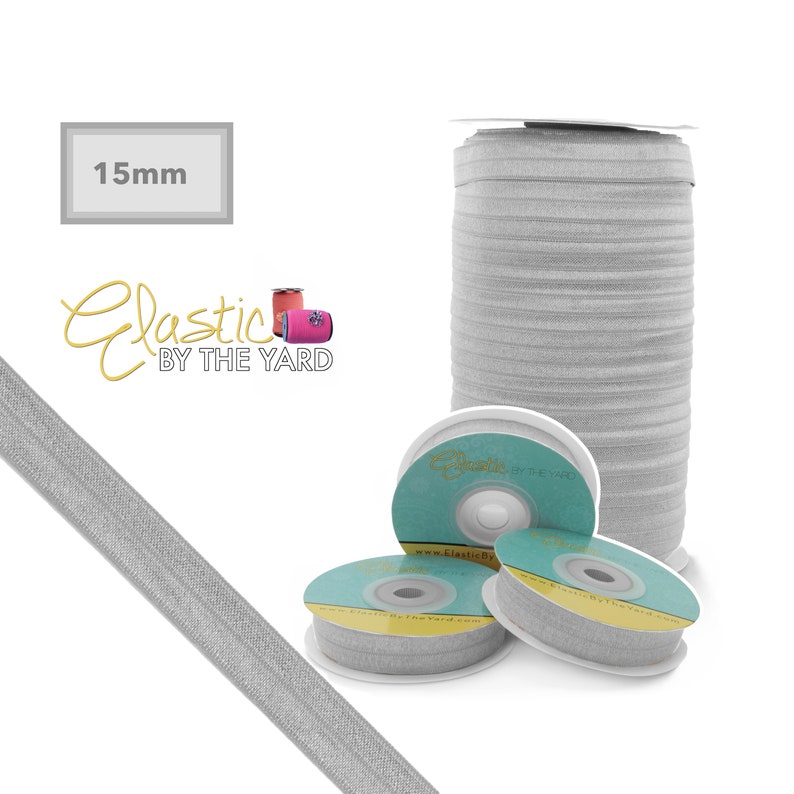 Light Gray Fold Over Elastic Solid FOE 5/8 Wide 5 Yards 100 Yards Wholesale Sewing Elastic Elastic By The Yard image 1