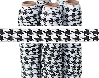 Houndstooth Print Fold Over Elastic – 5/8" Wide FOE for Crafts