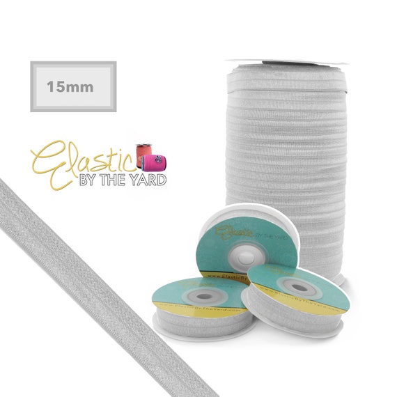 Silver Fold Over Elastic 5/8" (15mm) – Shiny Matte Finish FOE Headband Trim