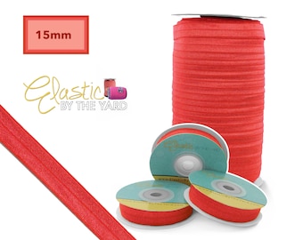 Red Fold Over Elastic - Solid FOE 5/8" - 3/4" - 1" Wide - 5 Yards - 100 Yards - 15mm 20mm 25mm - Sewing Elastic Trim | Elastic By The Yard