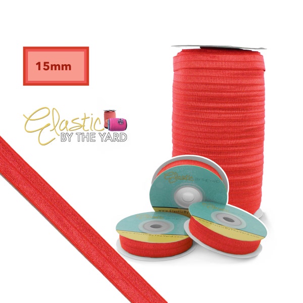 Red Fold Over Elastic - Solid FOE 5/8" - 3/4" - 1" Wide - 5 Yards - 100 Yards - 15mm 20mm 25mm - Sewing Elastic Trim | Elastic By The Yard