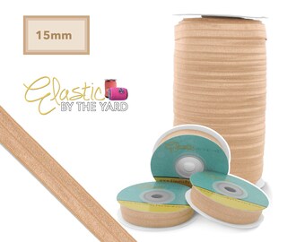 Frappe Fold Over Elastic - Tan color - Solid FOE 5/8" Wide - 1" Wide - 5 Yards - 100 Yards | Wholesale FOE | Elastic By The Yard
