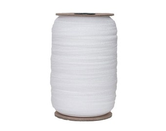 White Fold Over Elastic - Solid FOE 5/8" Wide -  100 Yard Roll - Solid Wholesale 15mm FOE | Elastic By The Yard