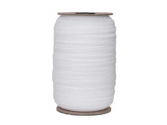 White Fold Over Elastic - Solid FOE 5/8" Wide -  100 Yard Roll - Solid Wholesale 15mm FOE | Elastic By The Yard