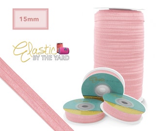 Ballet Pink Fold Over Elastic - Solid FOE 5/8" - 3/4" - 1" Wide - 5 Yards - 100 Yards - 15mm 20mm 25mm  | Elastic By The Yard TM