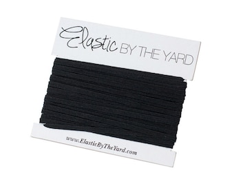 BLACK Skinny Elastic 1/8 inch - USA Made - 5 yards | Elastic By The Yard