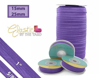 Violet Fold Over Elastic - Solid FOE  5/8" and 1" Wide - 5 Yards - 100 Yards | Wholesale Sewing Elastic FOE | Elastic By The Yard