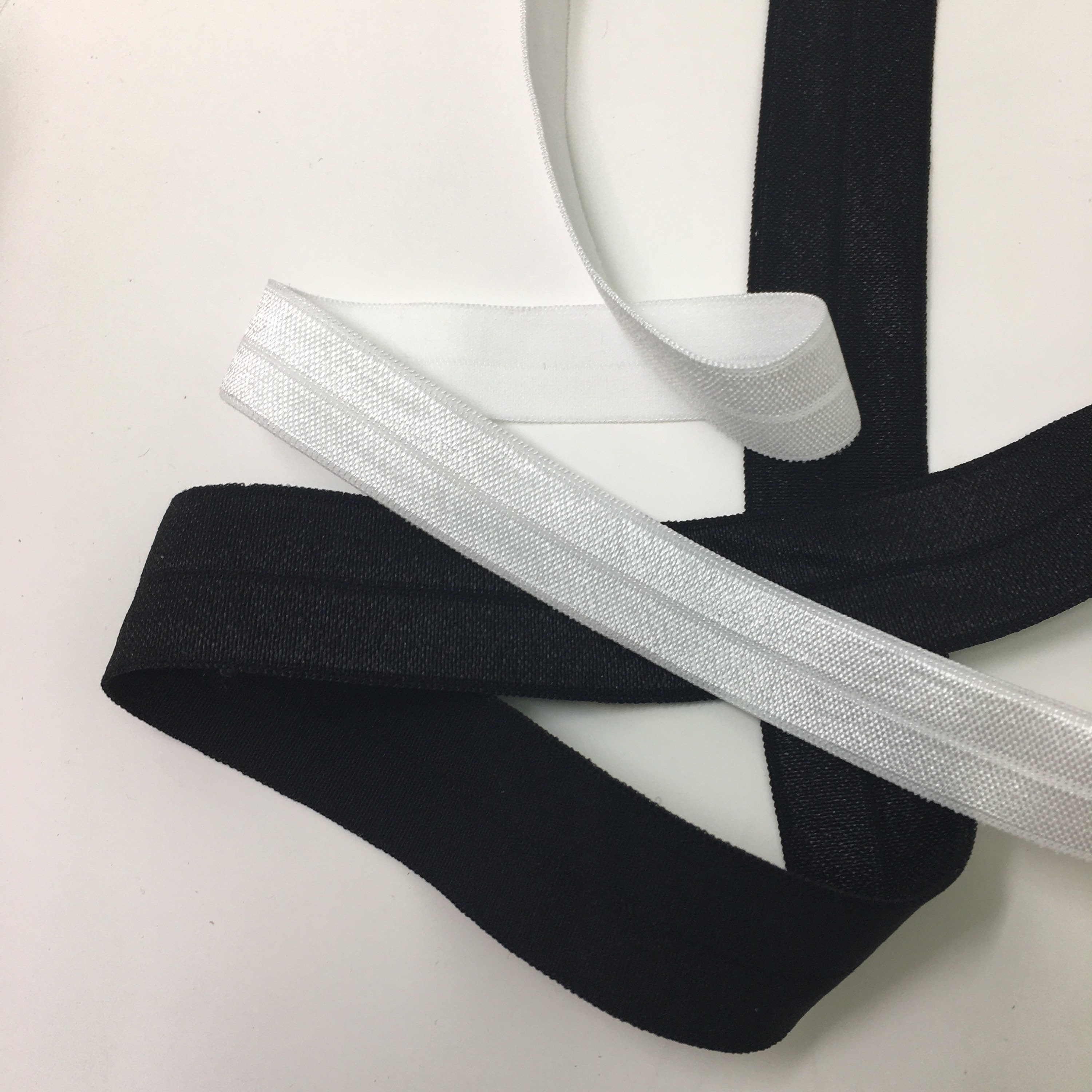 White and Black 100 Yard Roll Fold Over Elastic 1 Wide and 5/8 Solid  Wholesale FOE 3/4 15mm 20mm 25mm 