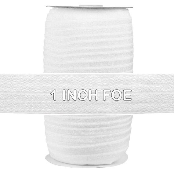 White and Black 100 Yard Roll Fold Over Elastic 1 Wide and 5/8 Solid  Wholesale FOE 3/4 15mm 20mm 25mm 