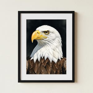 Bald Eagle Digital Print | Oil Painting Wildlife Wall Art Office Decor - Instant Download