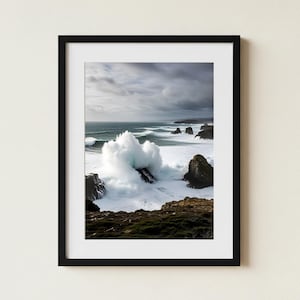Stormy Ocean Seascape Print: Moody Coastal Cliff Art (Digital Download)