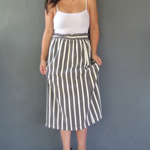 Plus Size Midi Skirt, Navy Blue and White Stripe, size XLarge Plus