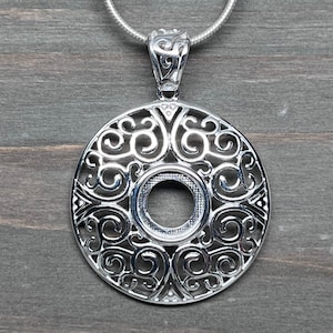 Sterling Silver Pendant Setting - 10mm Pendant Mounting - Cabochon Finding - Stone Setting Bezel Blank - Cup Pendant Setting