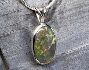 Australian Boulder Opal Pendant - Sterling Silver