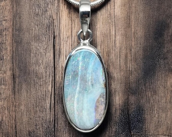 Australian Boulder Opal Pendant - Sterling Silver
