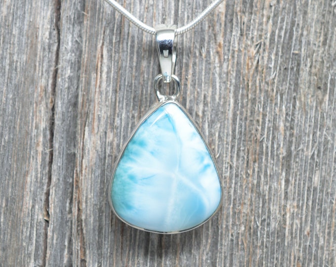 Larimar Pendant - Sterling Silver - 28mm by 25mm