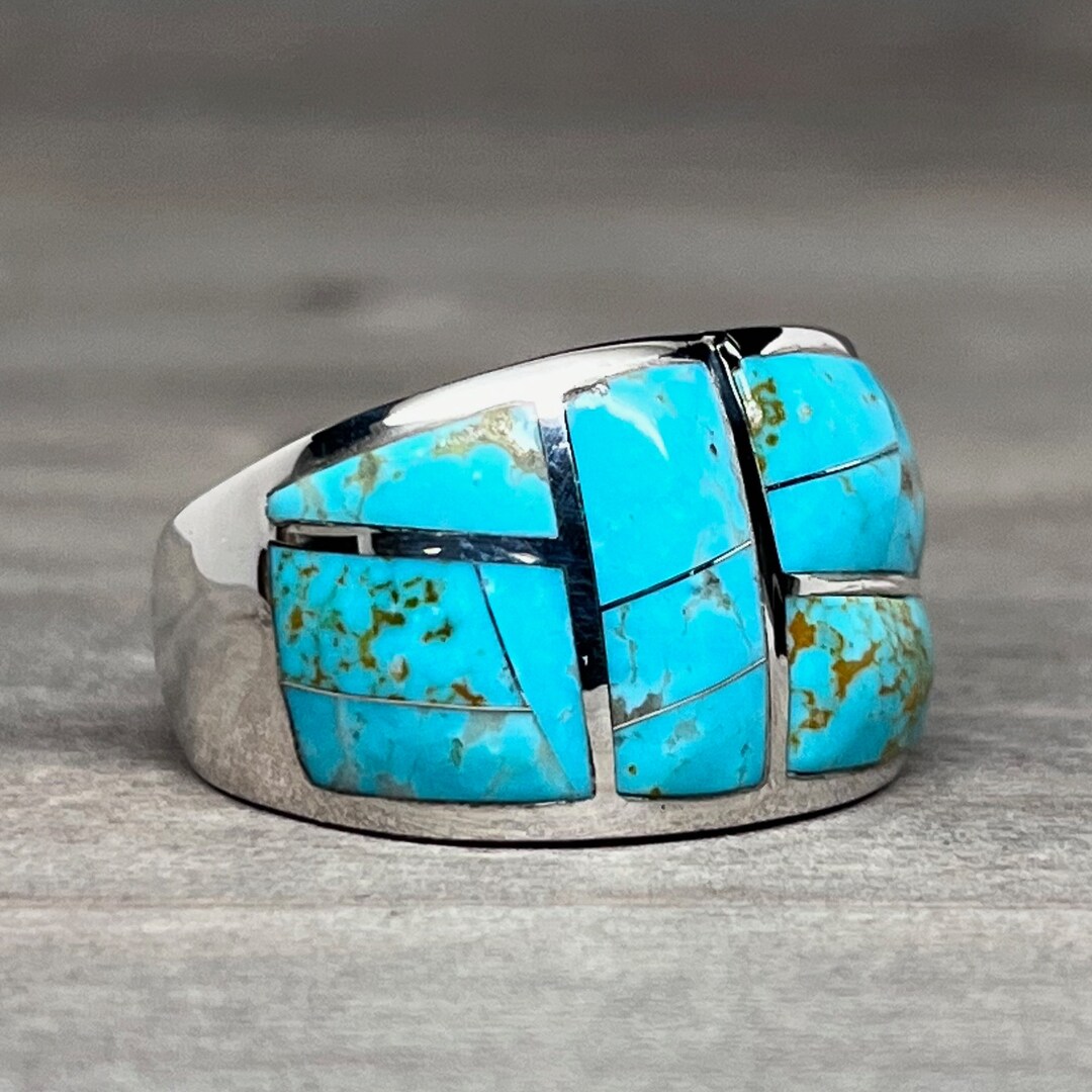 Kingman Turquoise Ring - Sterling Silver - Size 9 - Etsy