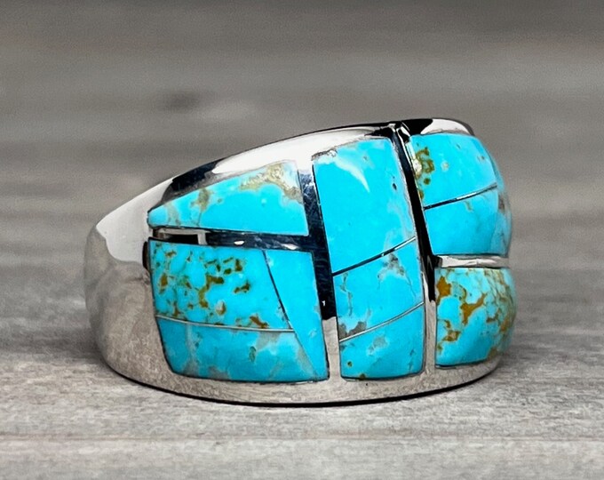 • CENOTE • kingman turquoise + silver ring - SIZE 7.5