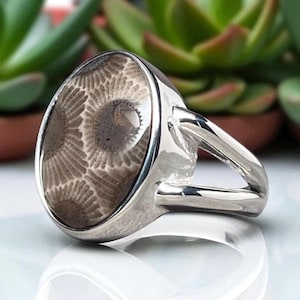 Size 10 | Petoskey Stone Ring | Sterling Silver | Unisex | Michigan Ring | Made in Michigan | Sunbeams of Promise