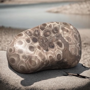 Grade A Polished Petoskey Stone - 5.4 oz - Polished Petoskey Stone - Michigan Gift - Michigan Fossil - Sunbeams of Promise