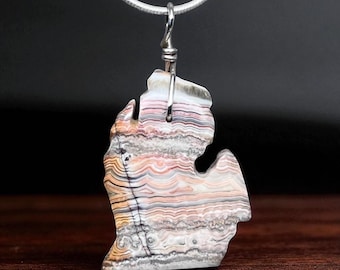 Colgante con forma de Michigan - Ágata de encaje loco - Península Inferior