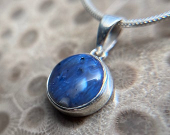 Elegant Leland Blue Stone Pendant - Unique Remnant of Michigan's Industrial History - Sterling Silver - 10mm