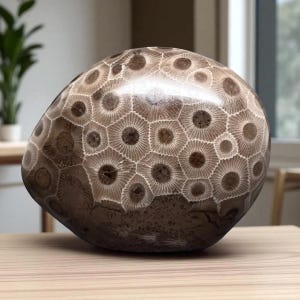 Grade A Polished Petoskey Stone - 6.8 oz - Polished Petoskey Stone - Michigan Gift - Michigan Fossil - Sunbeams of Promise
