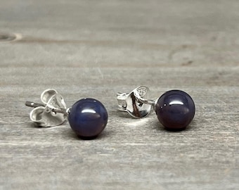 Leland Blue (Pioneer Swirl) Earrings - Sterling Silver Posts - 5mm Sphere Earrings