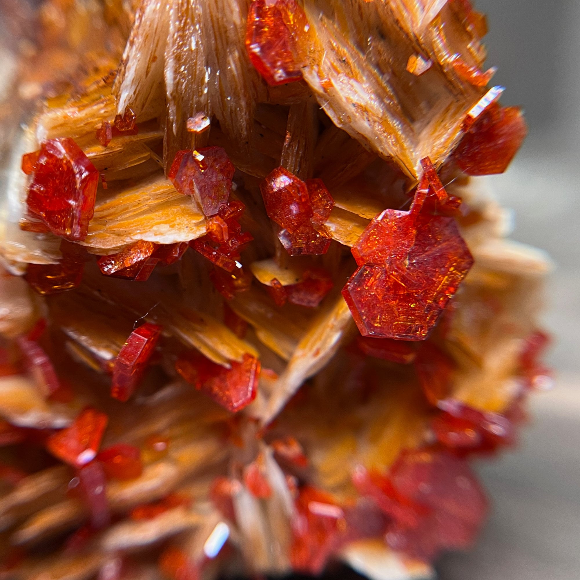 Vanadinite on Barite Specimen - 263 Grams