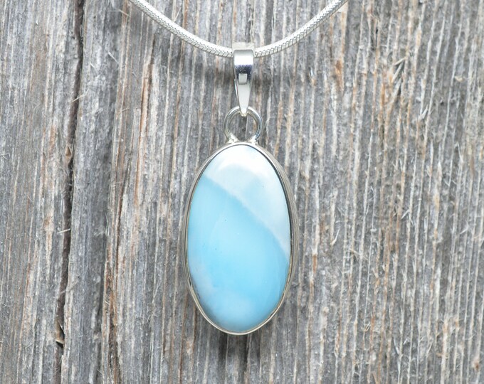 Larimar Pendant - Sterling Silver - 25mm by 14mm