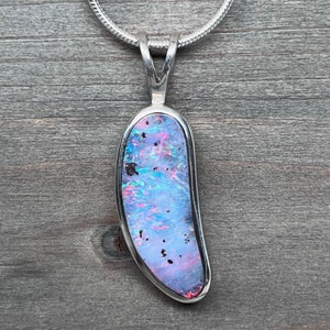 Australian Boulder Opal Pendant - Sterling Silver