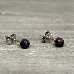 Australian Boulder Opal Earrings - Sphere Post - Sterling Silver