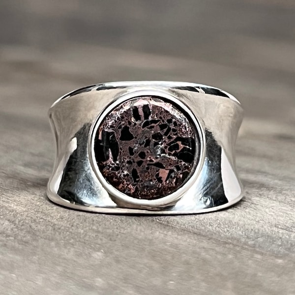 Exquisite Copper Firebrick Round Sterling Silver Ring - Size 6.5 - Wear the mystery of Michigan's Upper Peninsula