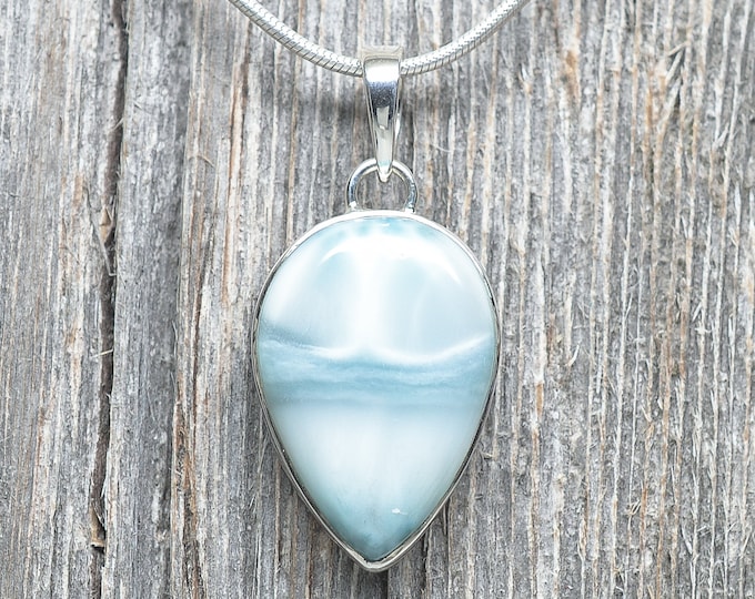 Larimar Pendant - Sterling Silver - 27mm by 18mm