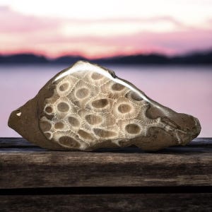 Grade A Polished Petoskey Stone - 5.9 oz - Polished Petoskey Stone - Michigan Gift - Michigan Fossil - Sunbeams of Promise