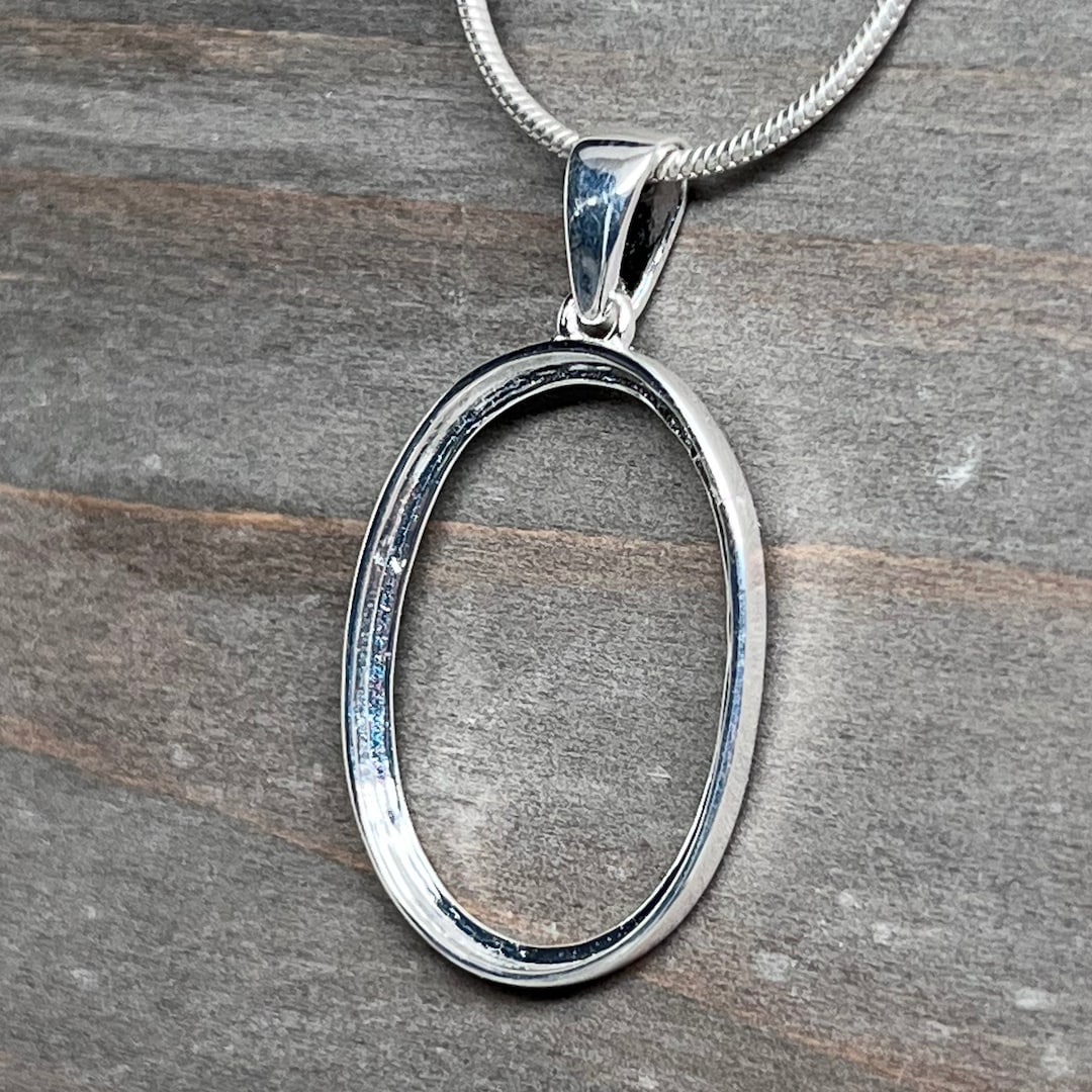 Sterling Silver Pendant Setting 25x18 Pendant Mounting Cabochons Stone