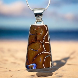 Australian Boulder Opal Pendant - Sterling Silver