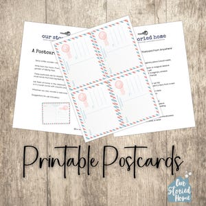 Cartões postais para impressão – Atividade de escrita divertida – Papelaria com alma para crianças e famílias – Download instantâneo