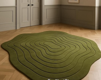 Hand Tufted Wool Area Rug, Modern Abstract Carpet, Handmade Indian Rug for Living Room Bedroom, Custom Size Available