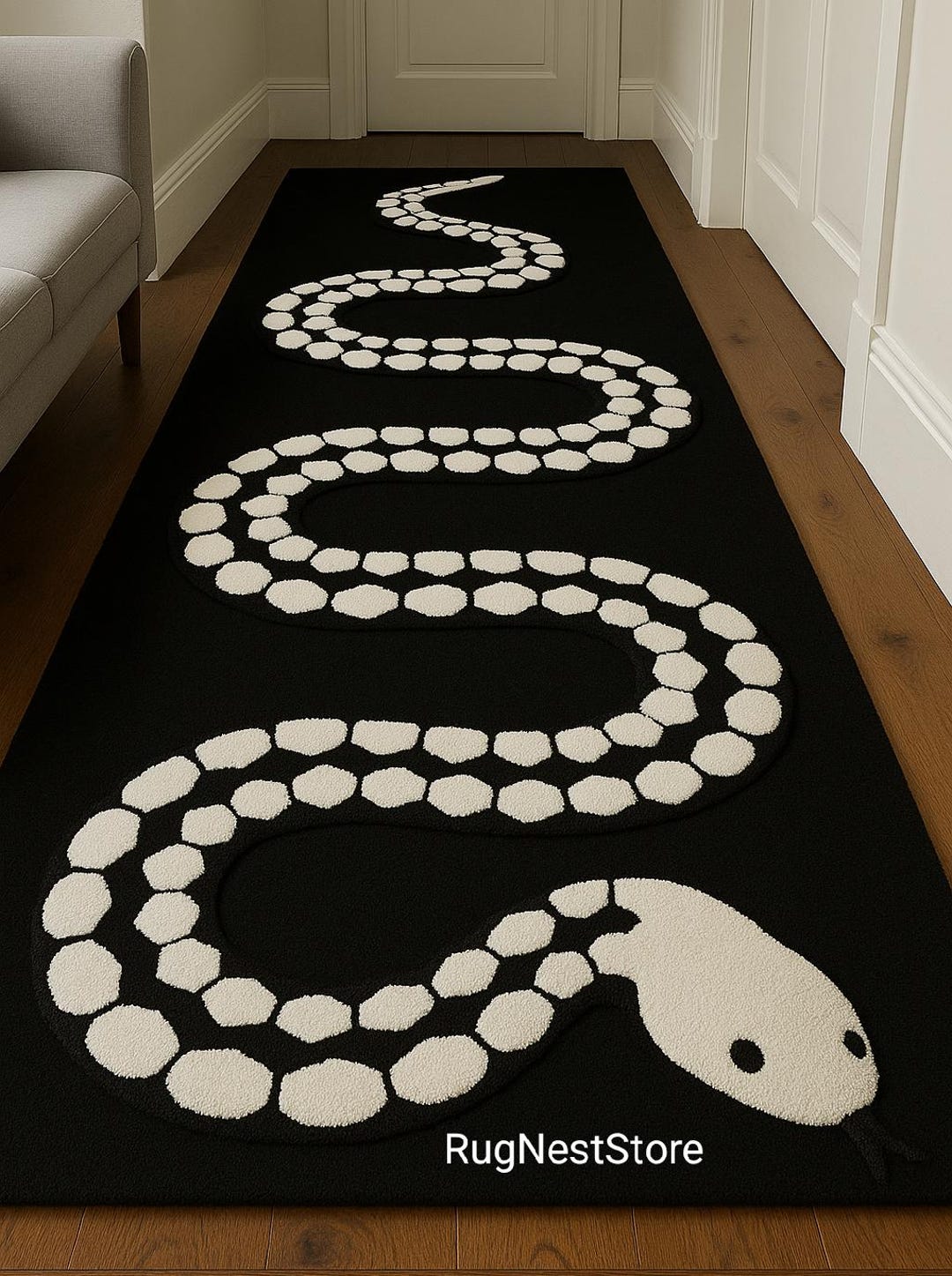 3x8fthand-tufted Snake Rug 3X10FT – Bold Serpent Runner for Hallways ...