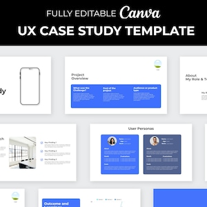 UX Case Study Template for Canva | UX Portfolio Presentation Slide | Job Interview pdf | UX Design Resume Portfolio Template