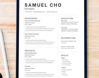 Plantilla de CV de UX para Canva / Descarga de CV de diseñador de UX / CV de diseñador de productos moderno / Plantilla de CV editable de Canva