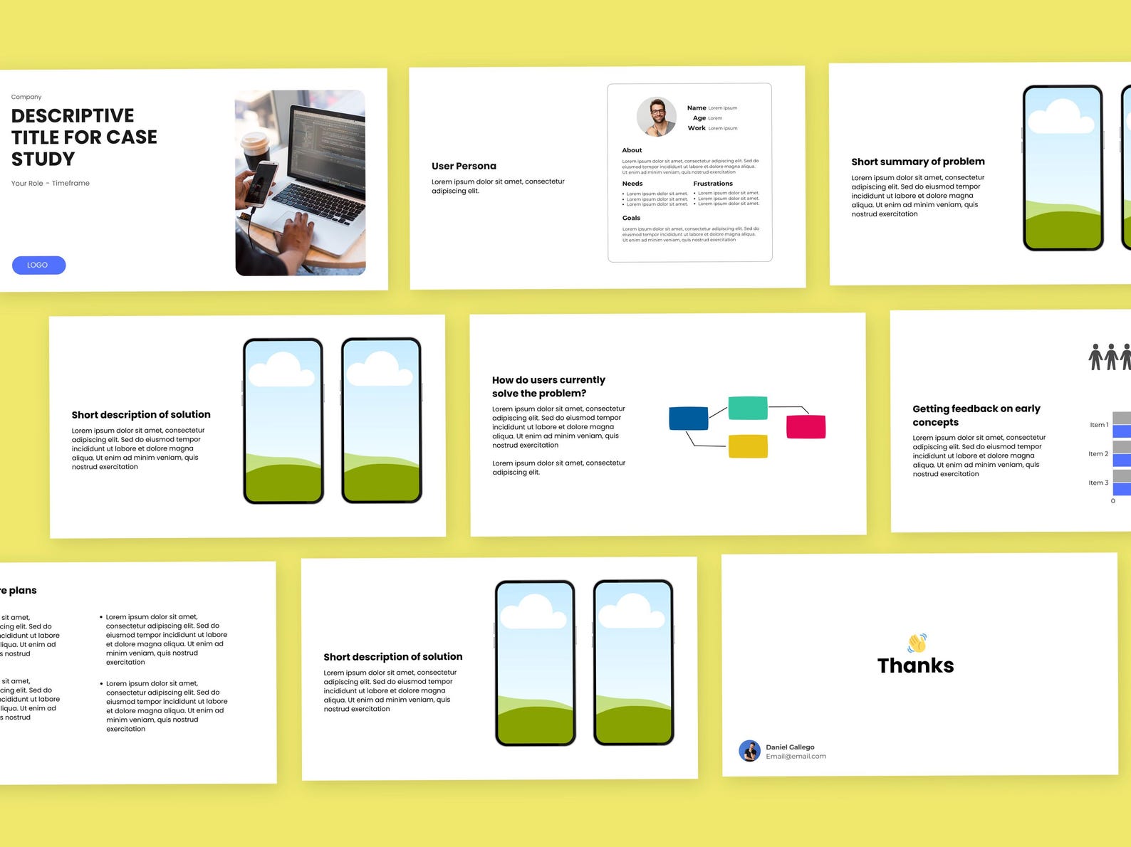 UX Case Study Template for Canva | UX Portfolio Presentation Slide ...