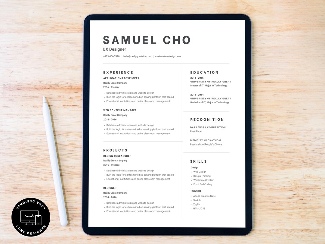 UX Resume Template for Canva | UX Designer Resume Download | Modern ...