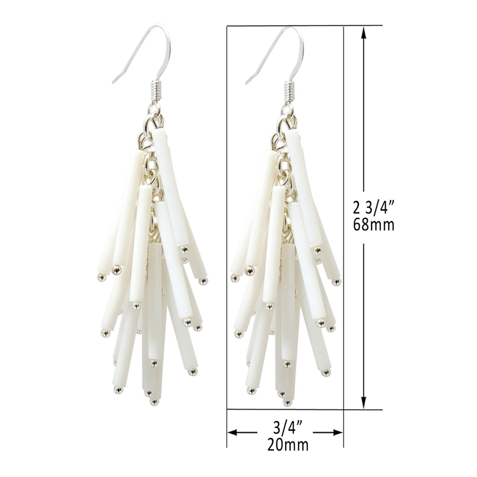 White Vintage Long Bugle Beads Falling Cascade Earrings Etsy