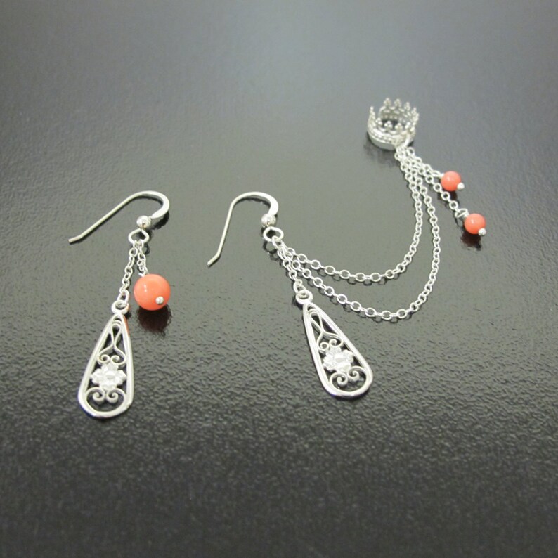 EAR CUFF Sterling Silver Crown Ear Cuff Earrings Extra Etsy