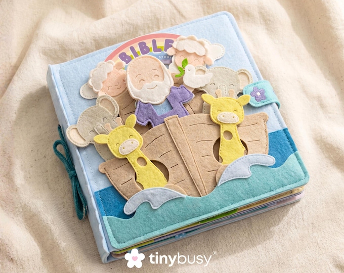 TinyBusy Bible Old Testament Handmade Quiet Busy Book Felt Storybook Toddler Baptism Gift Montessori Toy Christian Sunday School Church Kids