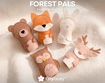 Marionetas de dedo de animales del bosque de fieltro: juguetes sensoriales para niños pequeños