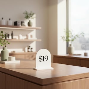Mini Arch Acrylic Price Tags – Modern Table Display for Pop-Up & Market Stalls